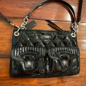Coach Black Patent Leather Poppy Legacy Purse